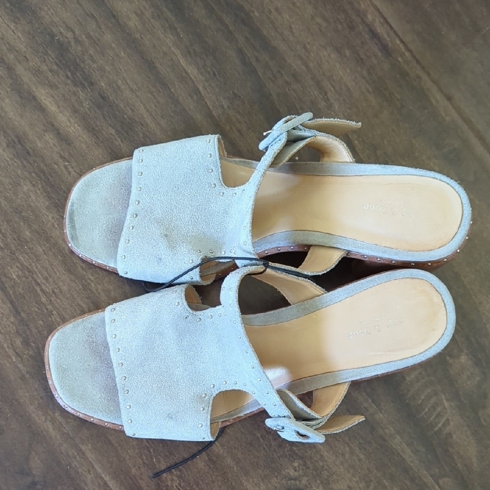 Rag & Bone Baby Blue Suede Leather Block Heel Sandals Size 7.5 - Picture 5 of 5